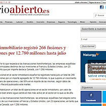 El sector inmobiliario registr 266 fusiones y adquisiciones por 12.780 millones hasta julio